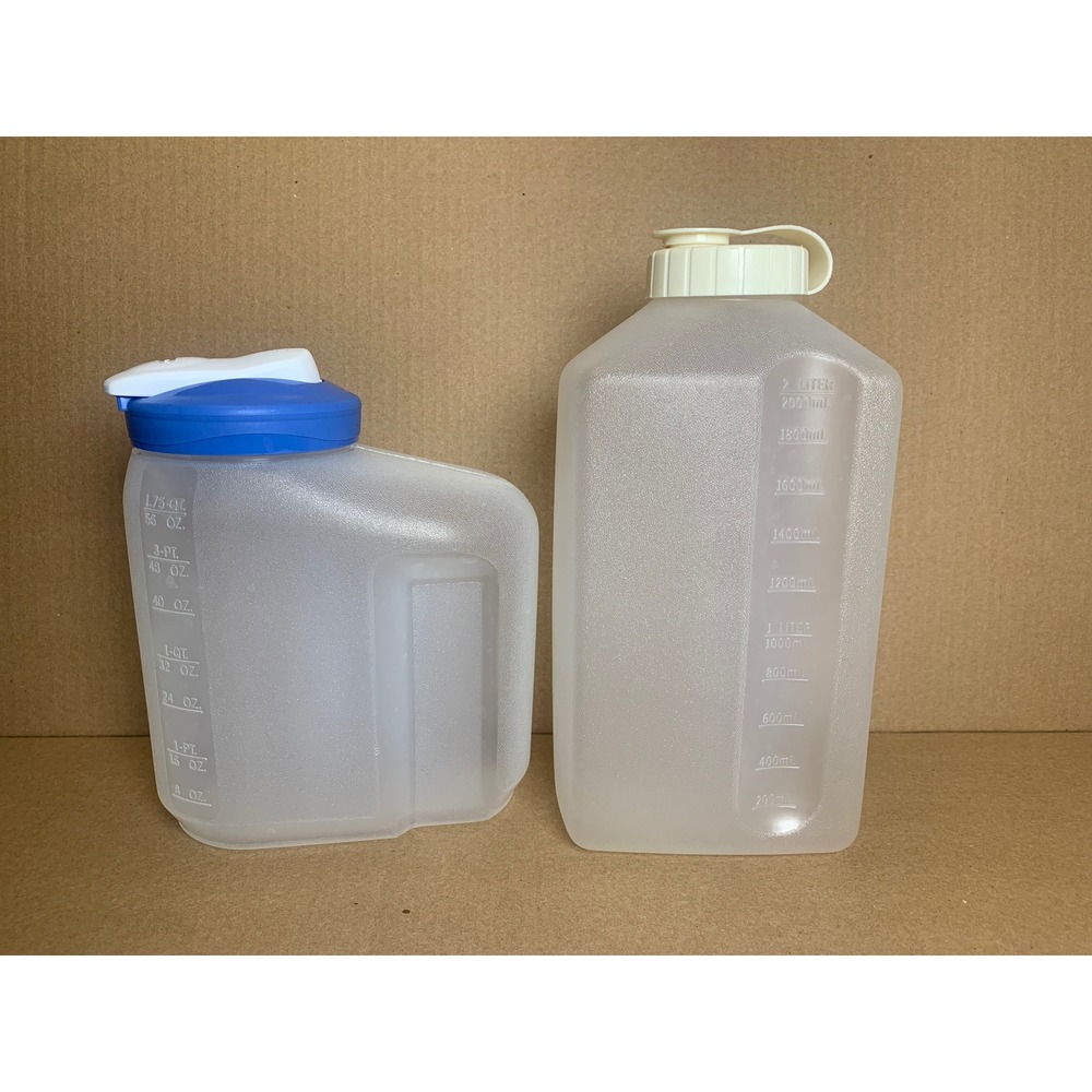 Vintage Rubbermaid Servin Saver Pitcher Carafe Set 1.75QT 2QT Clear Blue White‎